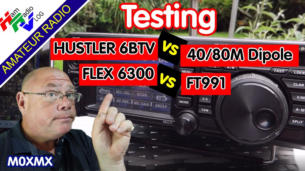 Test Hustler 5BTV vs Wire 40/80 dipole. Flex6300 vs FT991