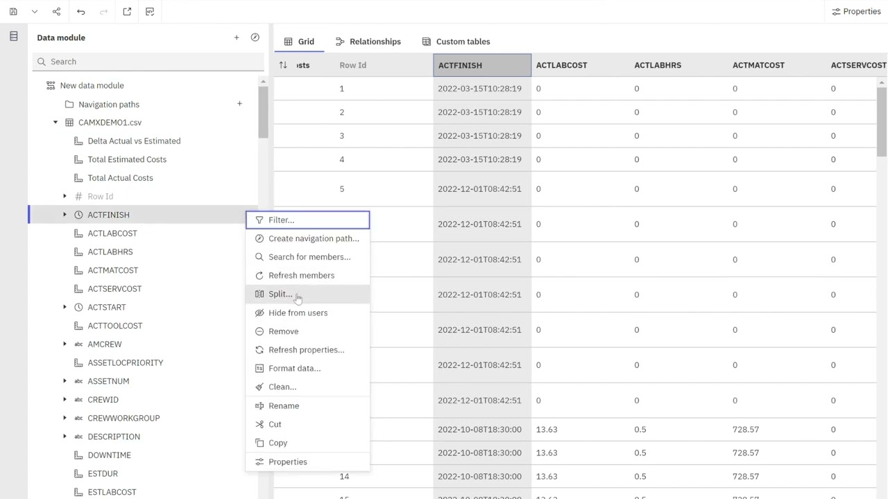 MAS: Cognos Analytics Data Import