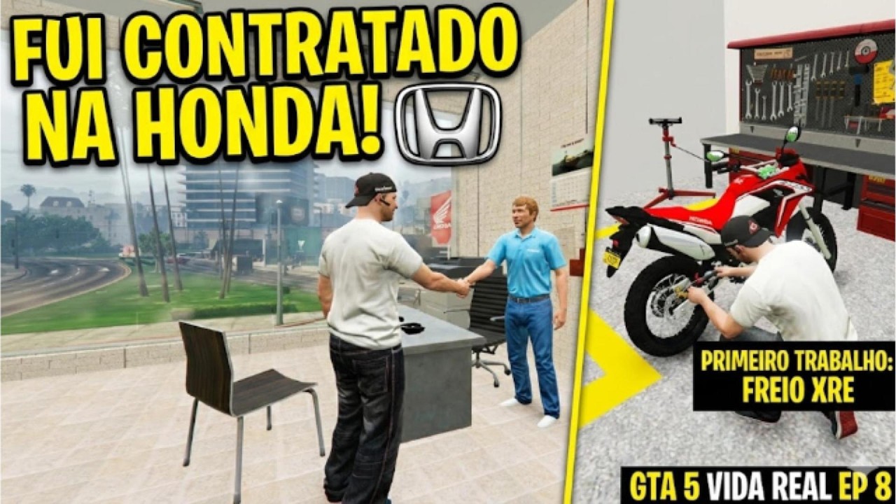 GTA V - VIDA REAL | FUI CONTRATADO NA HONDA!. #8