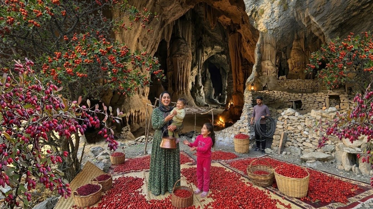 Real Nomadic Cave Life in Iran&rsquo;s Zagros Mountains | Can We Harvest Wild Hawthorn & Barberries?