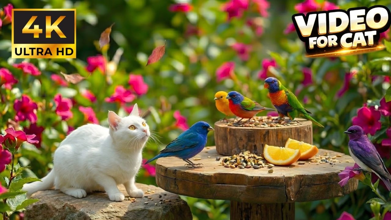 Cat TV 😺 Милые птицы и озорные белки для скучающих домашних кошек 🐿️ 4K HDR