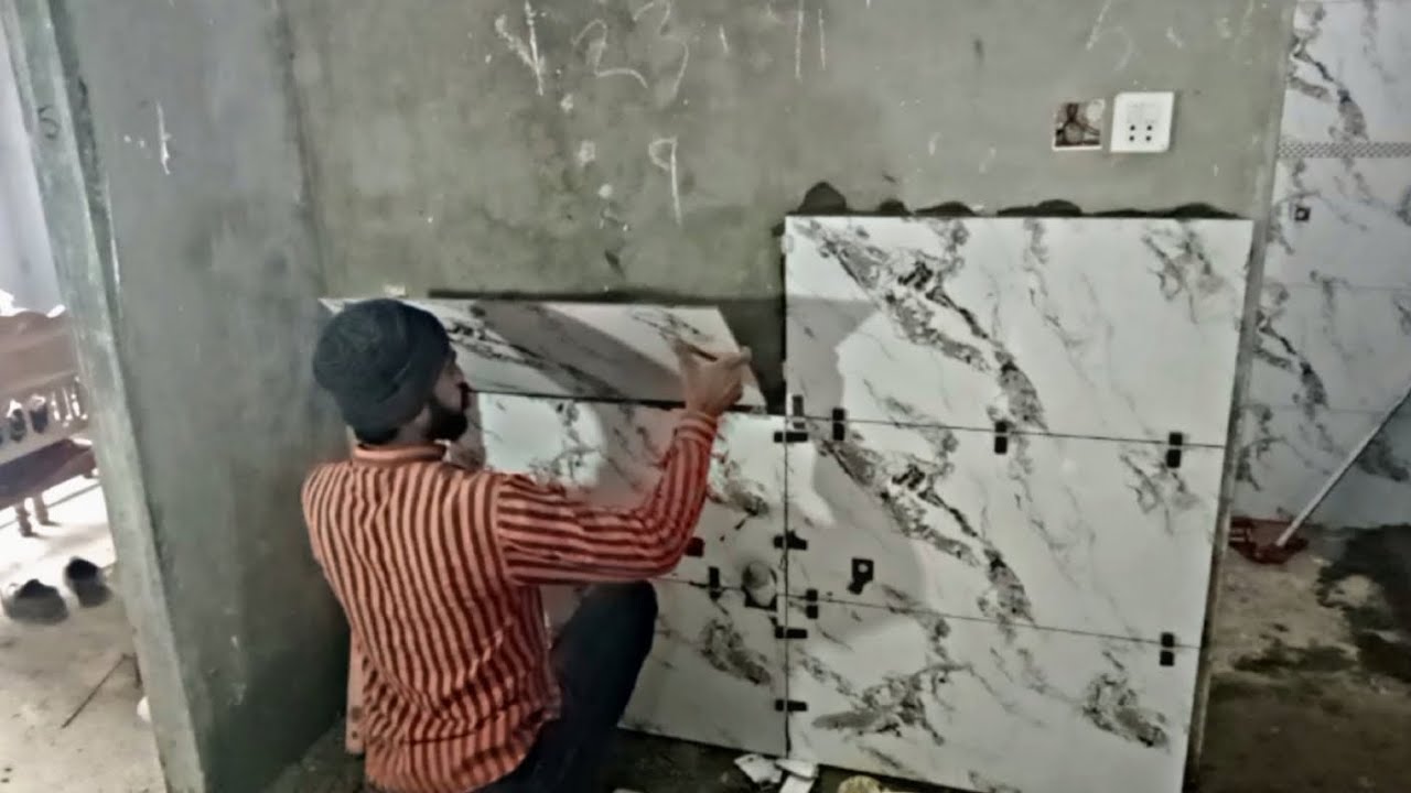 Deewar ke sath tile lagane ka tarika🏫