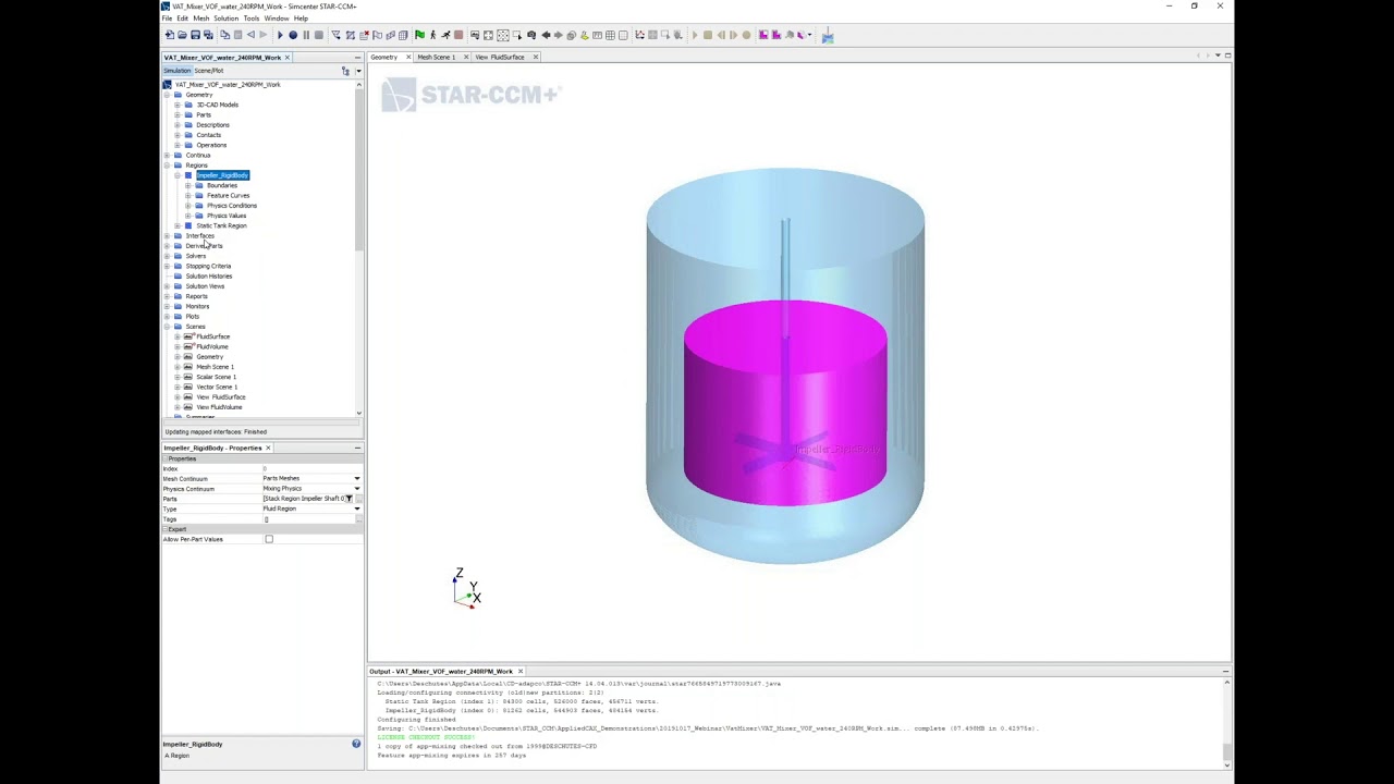 STAR-CCM+ Demo of Mixing with Volume of Fluid VOF