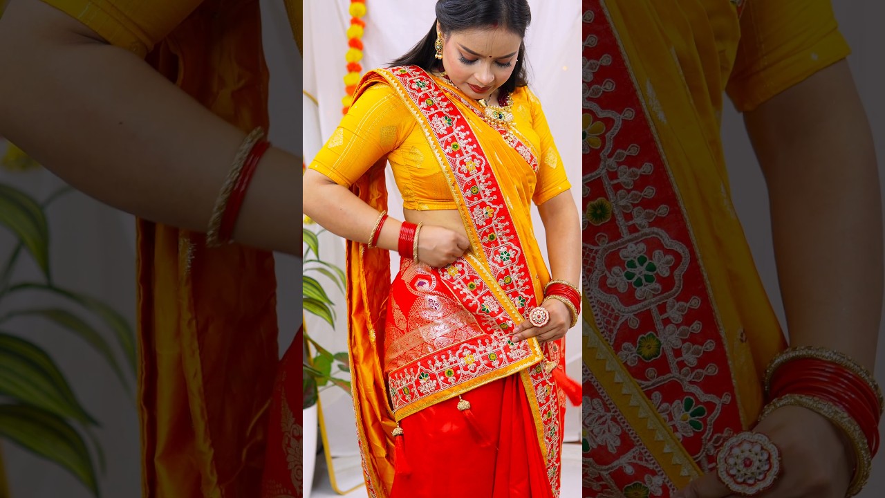 Retro Mermaid Style Draping Tutorial ✨ #beautynstyle #saree #sareedrapping