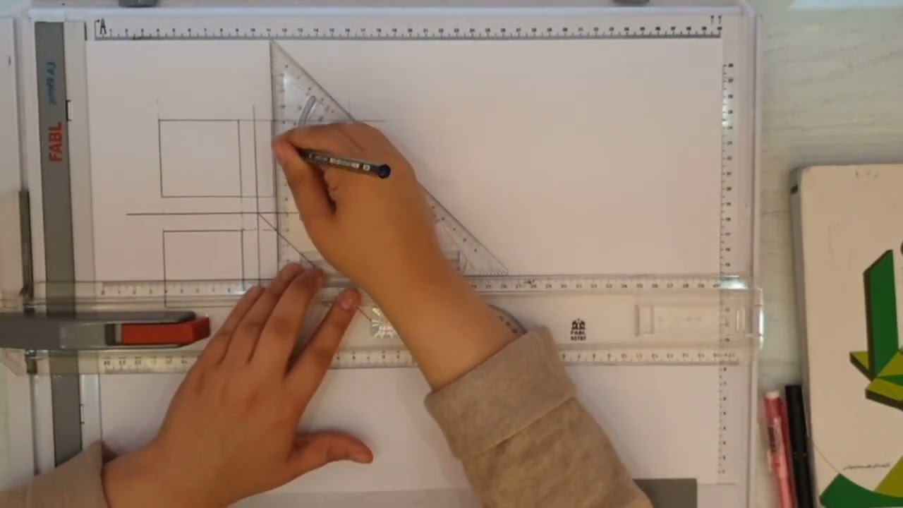 آموزش رسم سه نما و ایزومتریک مکعب مربع