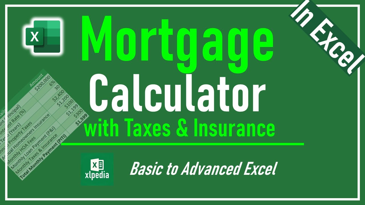Excel Mortgage Calculator with Taxes and Insurance