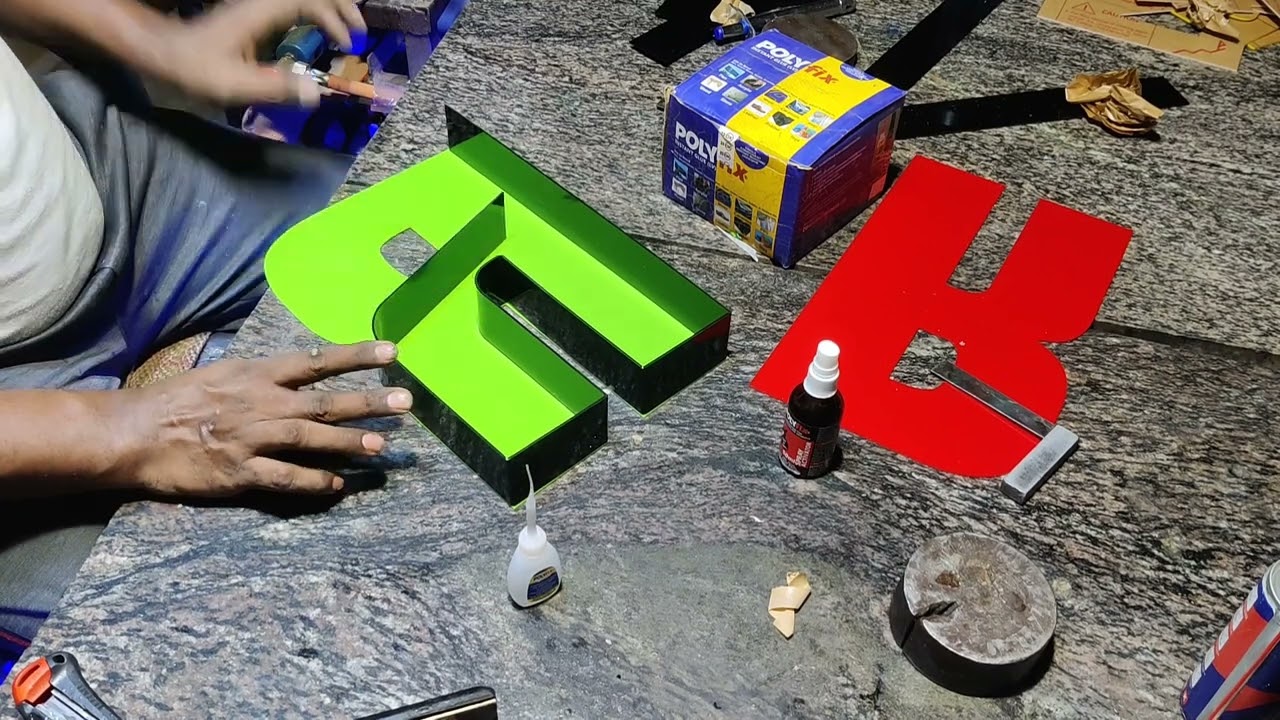 How To Make Acrylic Letter Raizing ಅಕ್ರಿಲಿಕ್ ಲೆಟರ್ ರೈಸಿಂಗ್  used Polyfix glue 8882946874