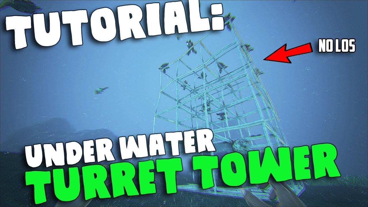How to build a Under Water Turret Tower with NO LOS BLOCKED! Ark Fun Building Tutorial #2