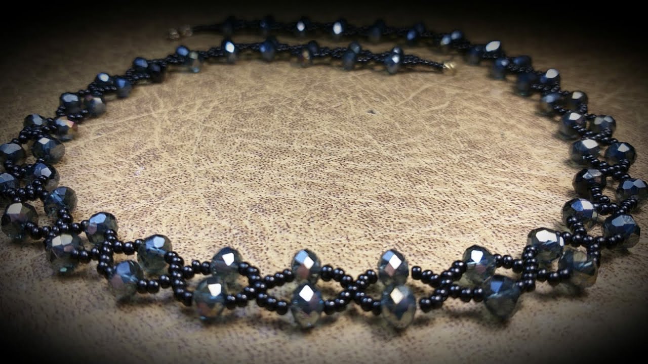 Precioso Collar de Cristal y Mostacillas...Clase #506!!!