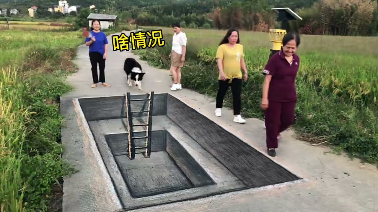 在馬路上畫個3D巨坑，會發生啥？Draw a 3D giant pit on the road, what will happen?｜张世先