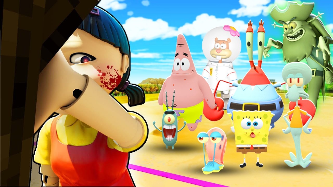 BOB ESPONJA se une al JUEGO DEL CALAMAR (SQUID GAME) 😱 ¿Sobrevivirán?