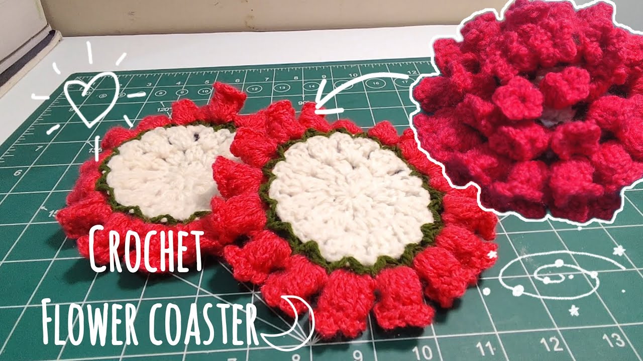 Crochet flower coaster .:*ﾟ:*:✼✿　　