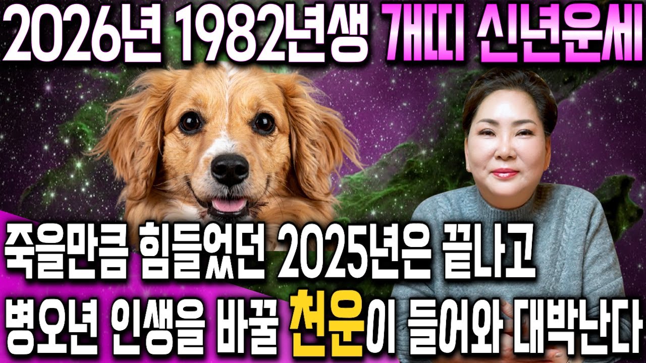 [2026년 병오년 개띠운세] 1982년생 개띠가 X월에 태어났다면 기필코 대박납니다! 2026년 44세 개띠에게 찾아오는 변화와 기회들!! 82년생 44세 개띠 평생 운세