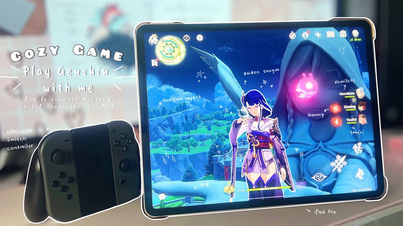 🎮Cozy Game: Play Genshin with me + how to connect Nintendo switch controller to iPad