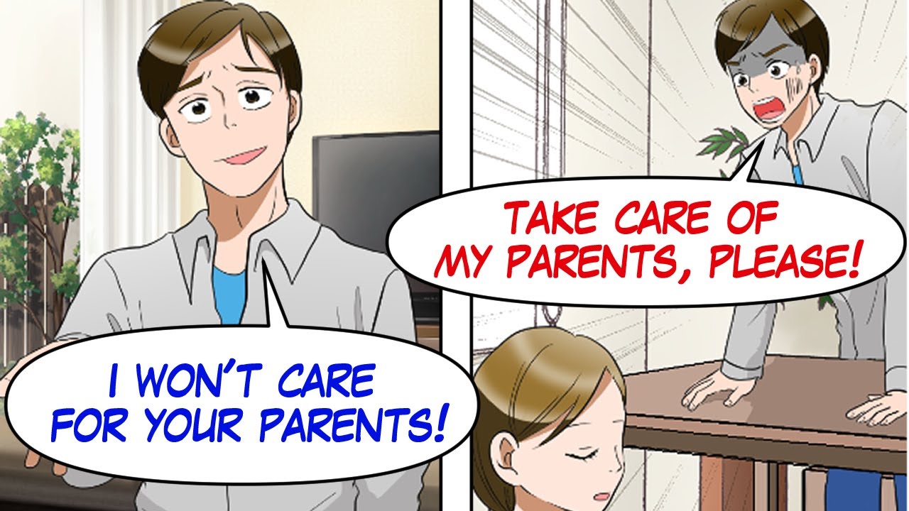 【Manga dub】He doesn't cooperate with my caregiving needs, but when his parents need care...