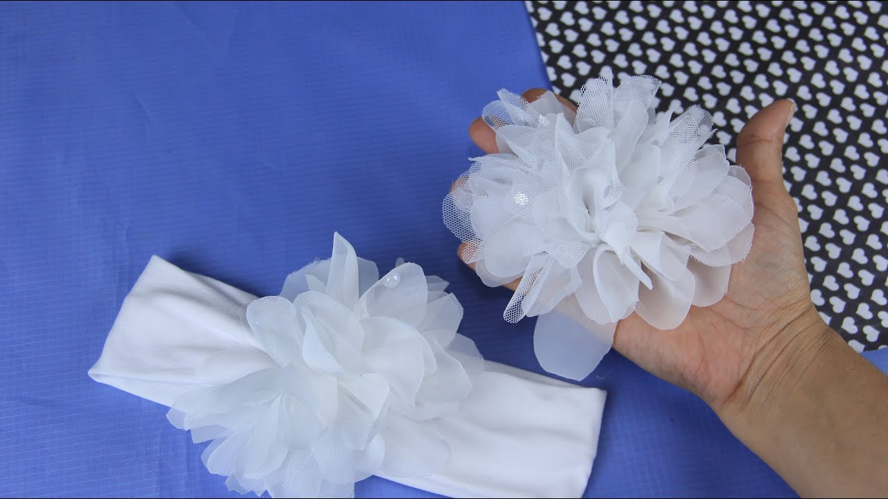 Como hacer una flor Linda de tela, Chiffon y Tul