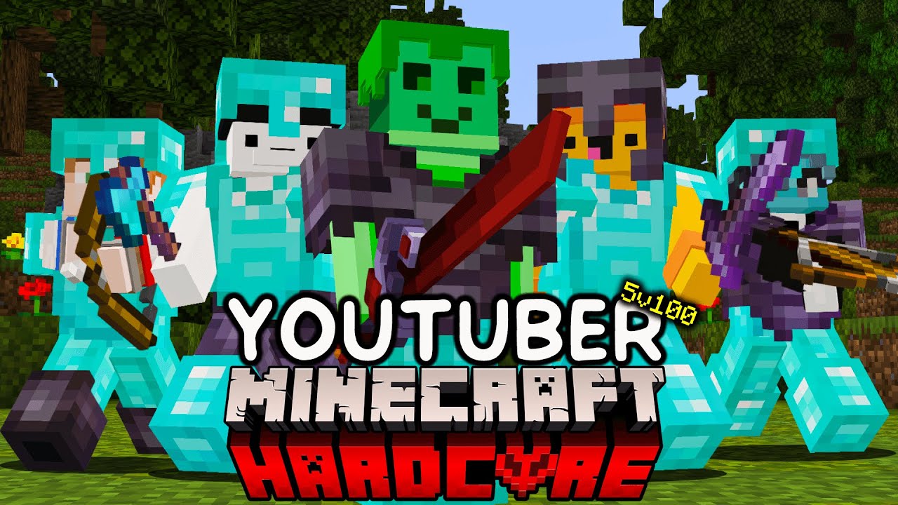 5 Youtubers vs 100 Players Battle Royale