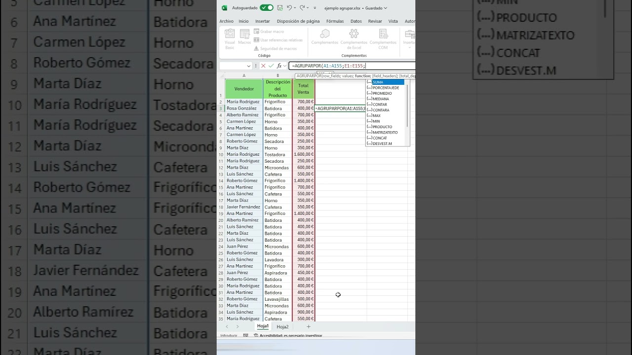 Como agrupar datos en Excel sin tablas din&aacute;micas  #excel #tutorial #exceltips