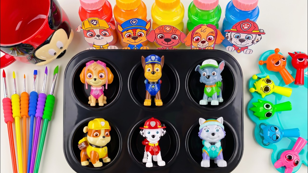 Satisfying Color Tray 🌈 How I Make Paw Patrol Super Giant Eggs Toys Unboxing Slime Rainbow ASMR