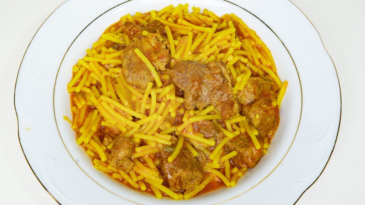 Fideos con carne - Cocina tradicional casera