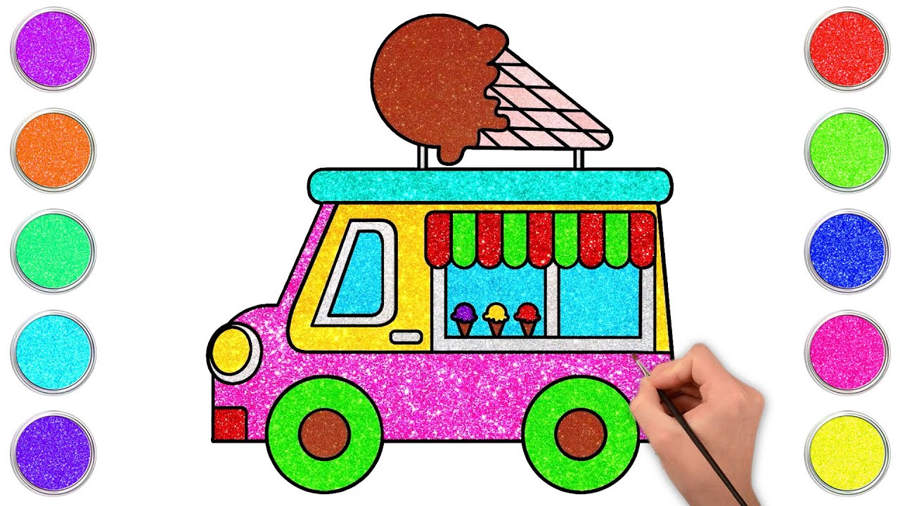 Como Desenhar um Caminhão de Sorvete com Glitter!🍦 | Arte Fácil | Learn to Draw |  Chiki Art Brazil