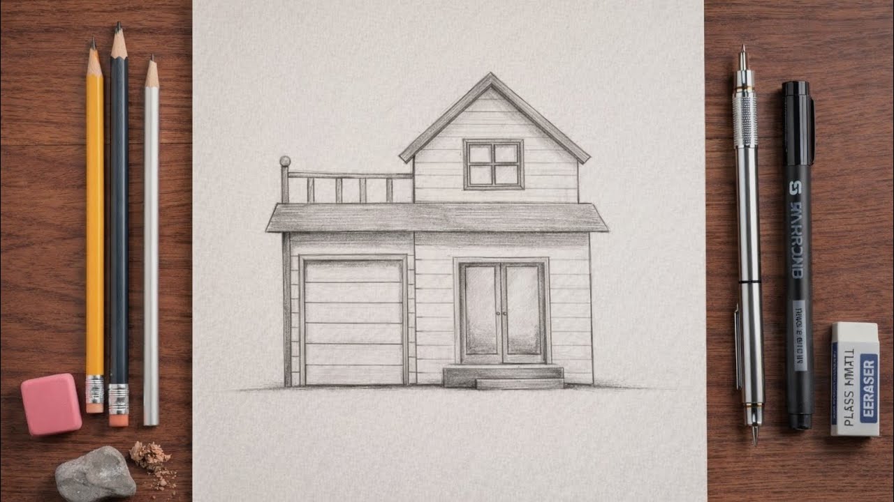 How to Draw a House Step by Step | Easy House Drawing for Beginners