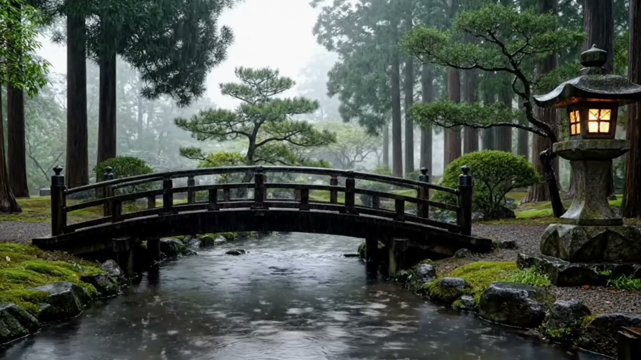 Japanese Zen Garden Rain & Soft Zen Music for Deep Relaxation