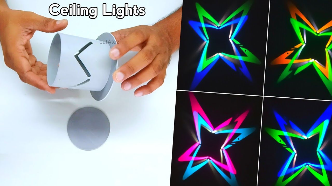 How to Make a Modern Style LED Ceiling Lamp from PVC Pipe DIY Ceiling Light PVC Diy Chandelier -6