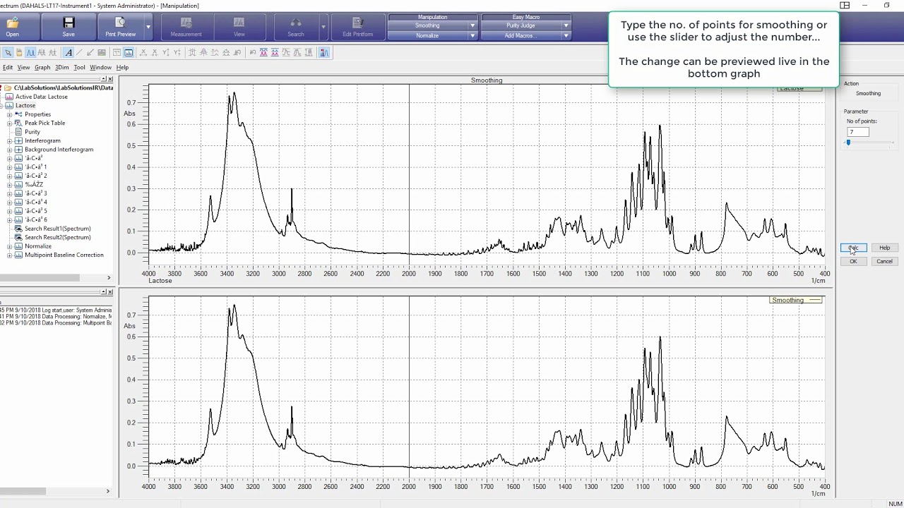 LabSolutions IR Video - Normalizing, Baseline Correction, Smoothing, Peak Pick and Area