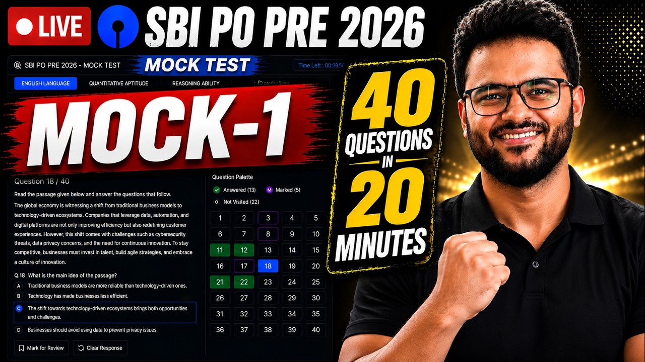 SBI PO 2026 Most Expected English Paper 🔥 | Latest Pattern | Exam Trend Analysis | Live Mock