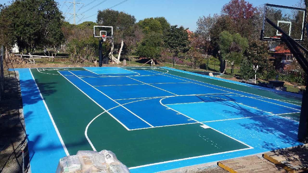 Basketball court line striping