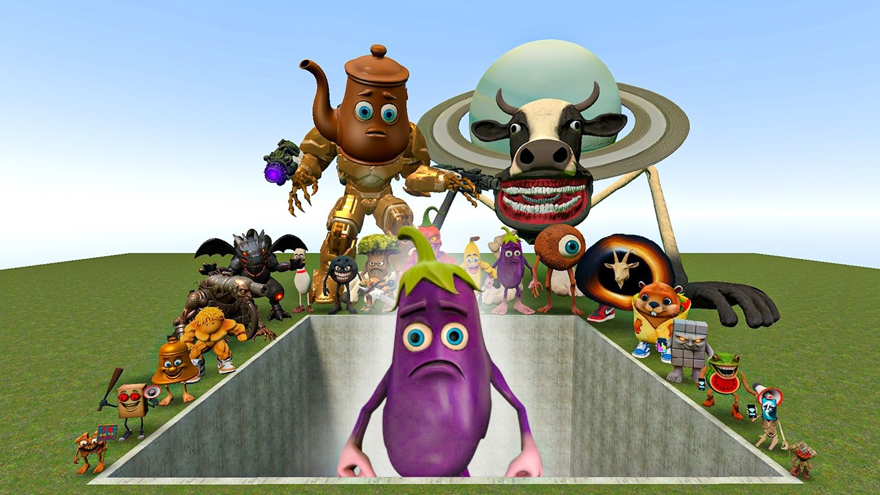AI Brainrot Memes vs Kokoko Sahur Bosses in Giant Pit – Gmod Chaos
