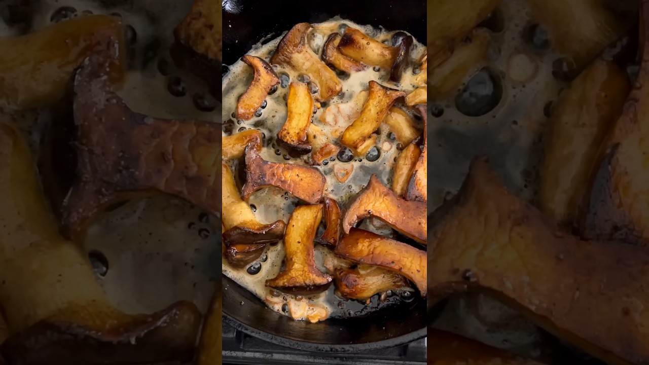 🍄&zwj;🟫Buttery fried king trumpet mushrooms! #recipe #kingtrumpetmushrooms #kingoystermushrooms