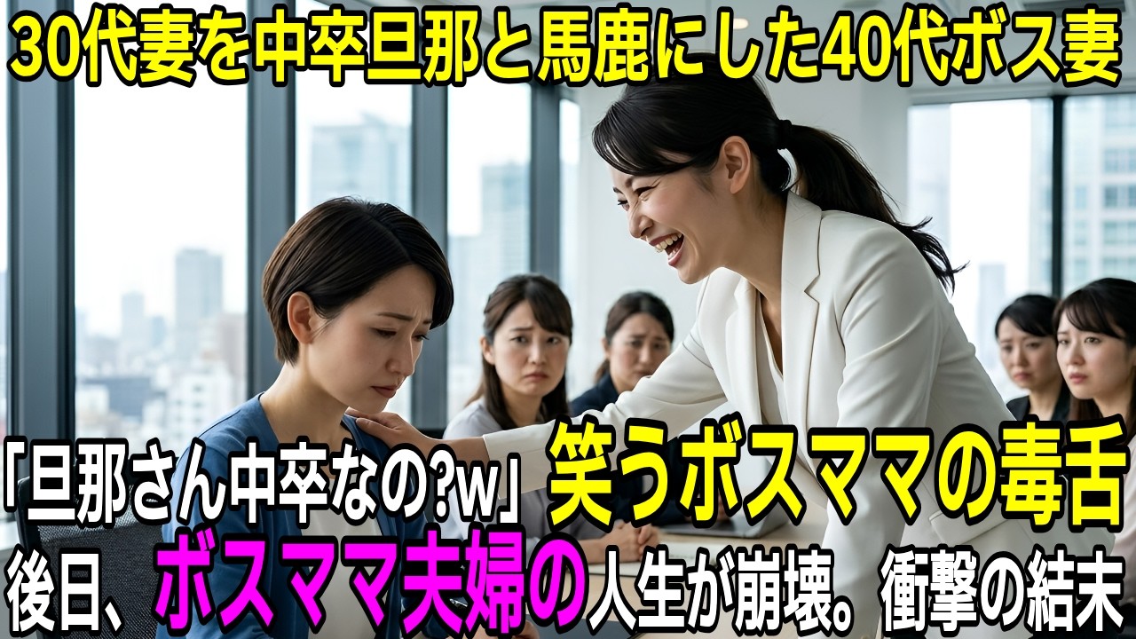 「旦那さん中卒なの？w」ゲラゲラ笑うボスママ。後日、ボスママ夫婦の人生が崩壊する…！雨の中、震えて土下座した相手の正体とはw