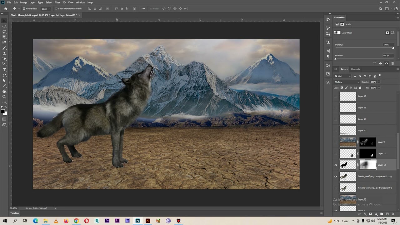 Wolf Screaming on Fire Photo Manipulation | Apima Academy