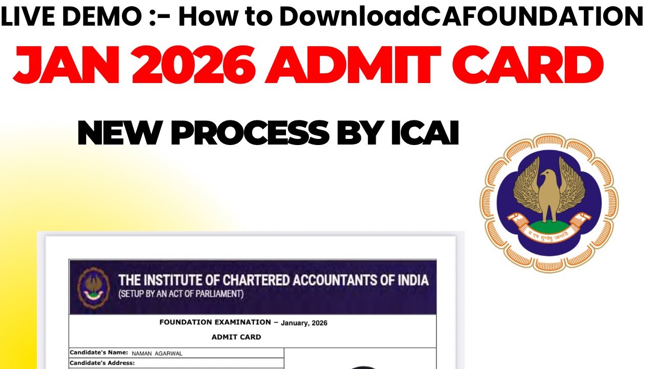 Live Demo :- How to download CA Foundation January 2026 Admit card |CA Foundation Jan 2026 Admitcard