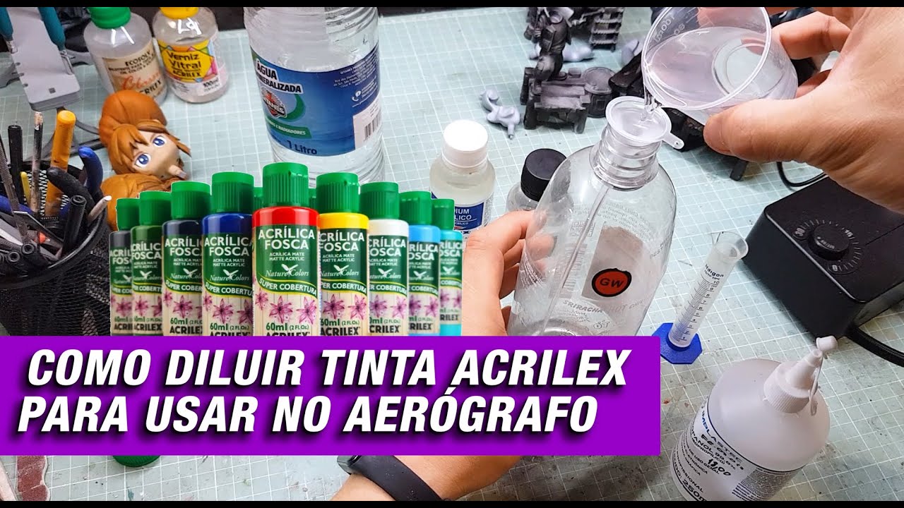 COMO DILUIR TINTA ACRILEX PARA USAR NO AERÓGRAFO - RECEITA E TUTORIAL COMPLETO