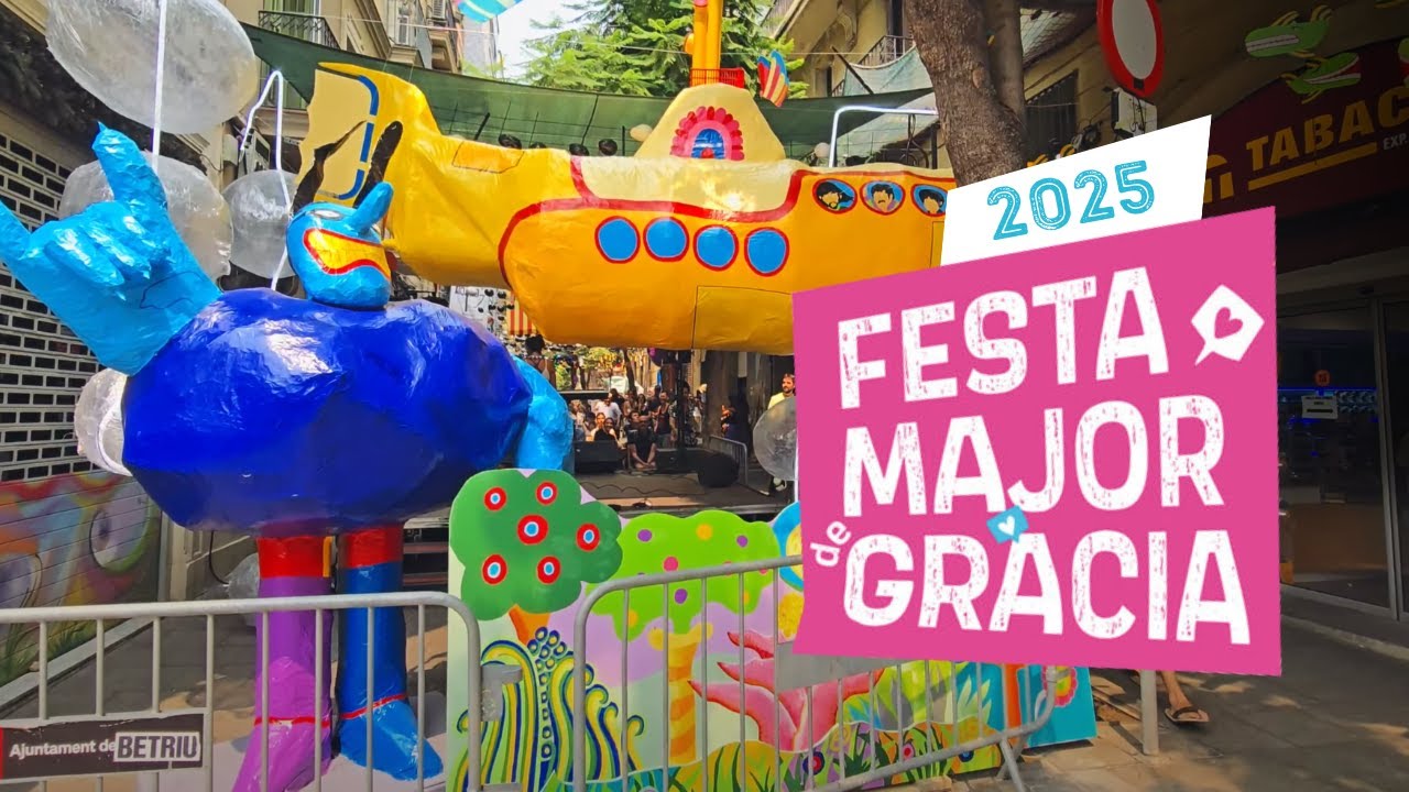 Уличное искусство из переработанных материалов: фестиваль Festa de Gràcia 2025 в Барселоне