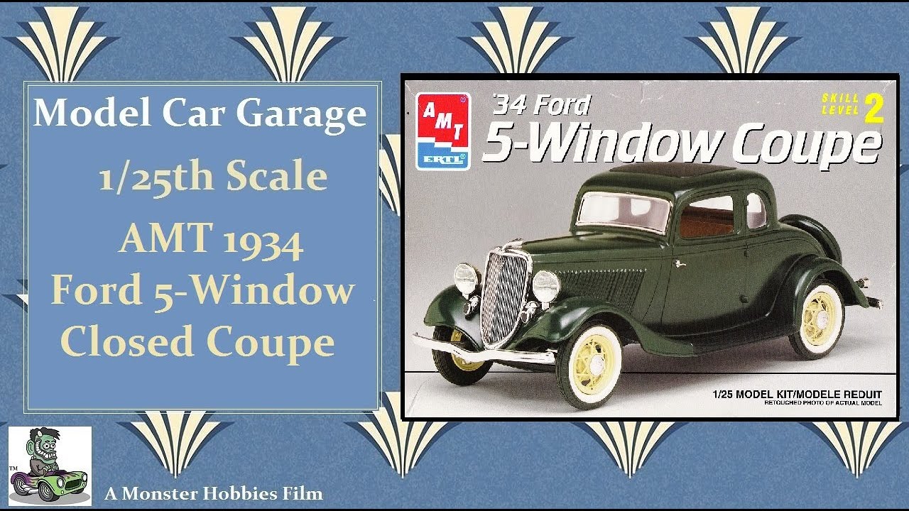 Model Car Garage - 1934 Ford 5 Window Coupe Model Kit By AMT/ERTL - A Model Car Unboxing Video