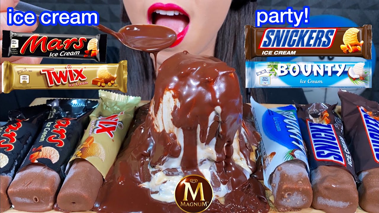 ASMR ICE CREAM PARTY, MAGNUM, SNICKERS, MARS, TWIX, BOUNTY MASSIVE Eating Sounds