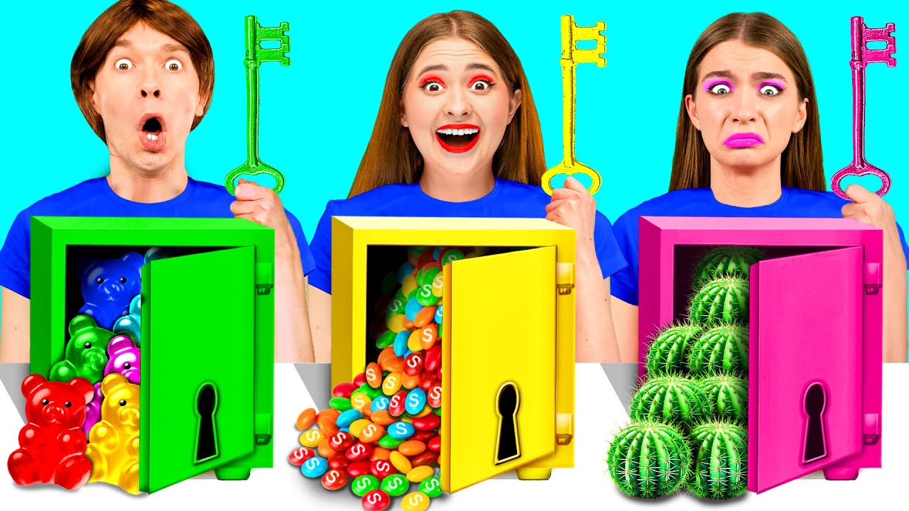 حل التحدي الغموض من 1000 مفاتيح | المأجورون الغذاء مضحك Happy Fun