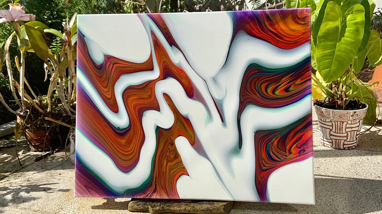 Abstract Painting with a Dustpan / Acrylic Pouring Fluid Art