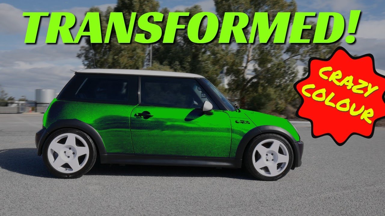 Transforming the Mini Cooper S with a Psychadelic Wrap and Blacked Out Highlights