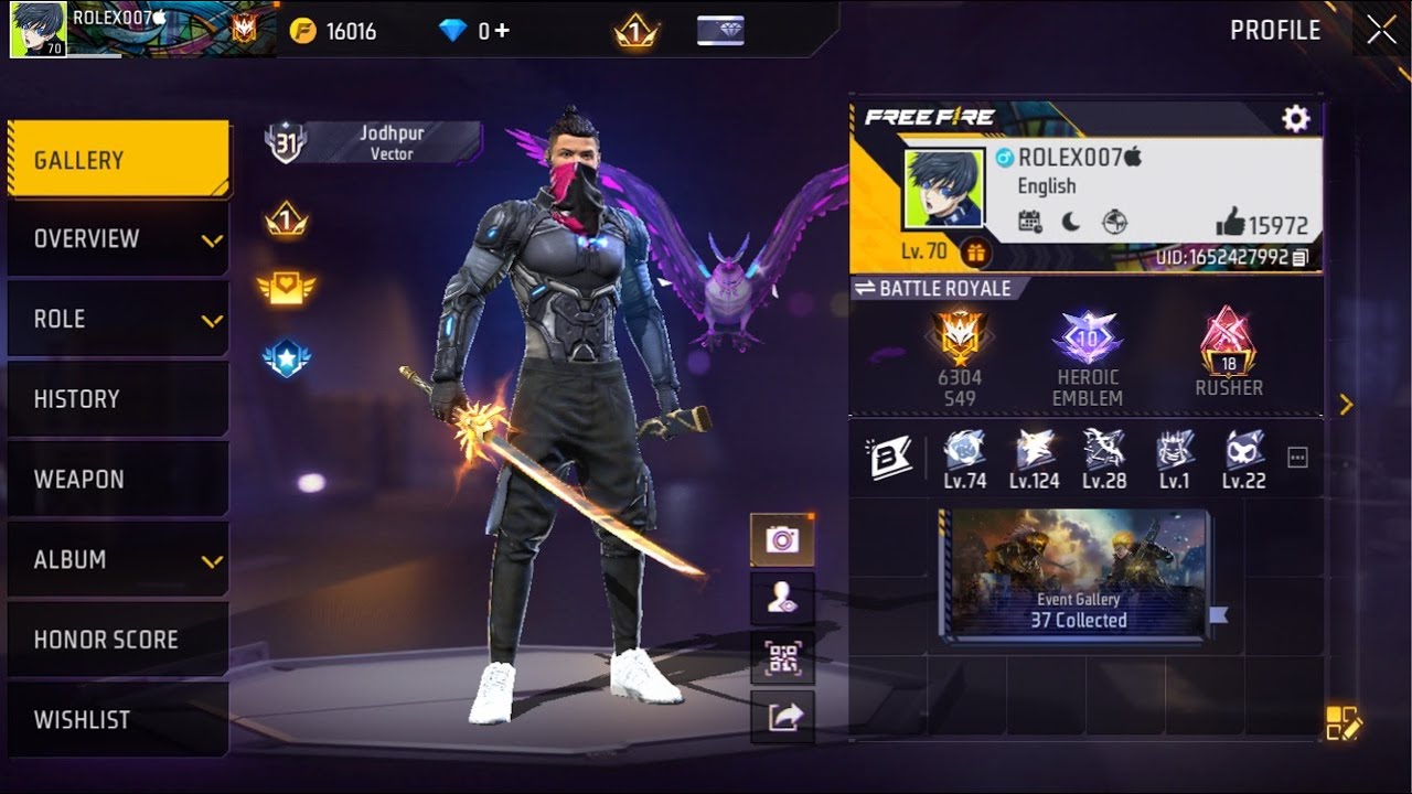 Free fire india live br rank push and players id check #freefire