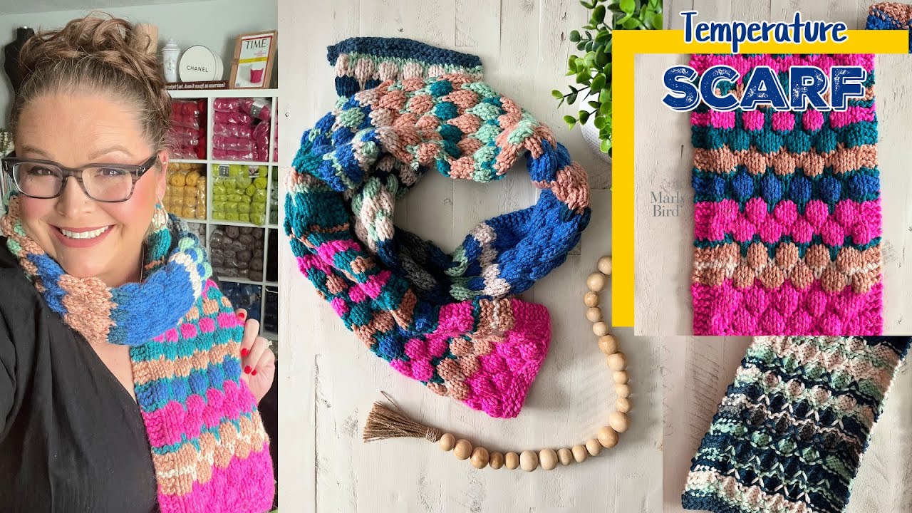 Knit Temperature Scarf || Blister Check Tuck Stitch || A Project You Can FINISH!
