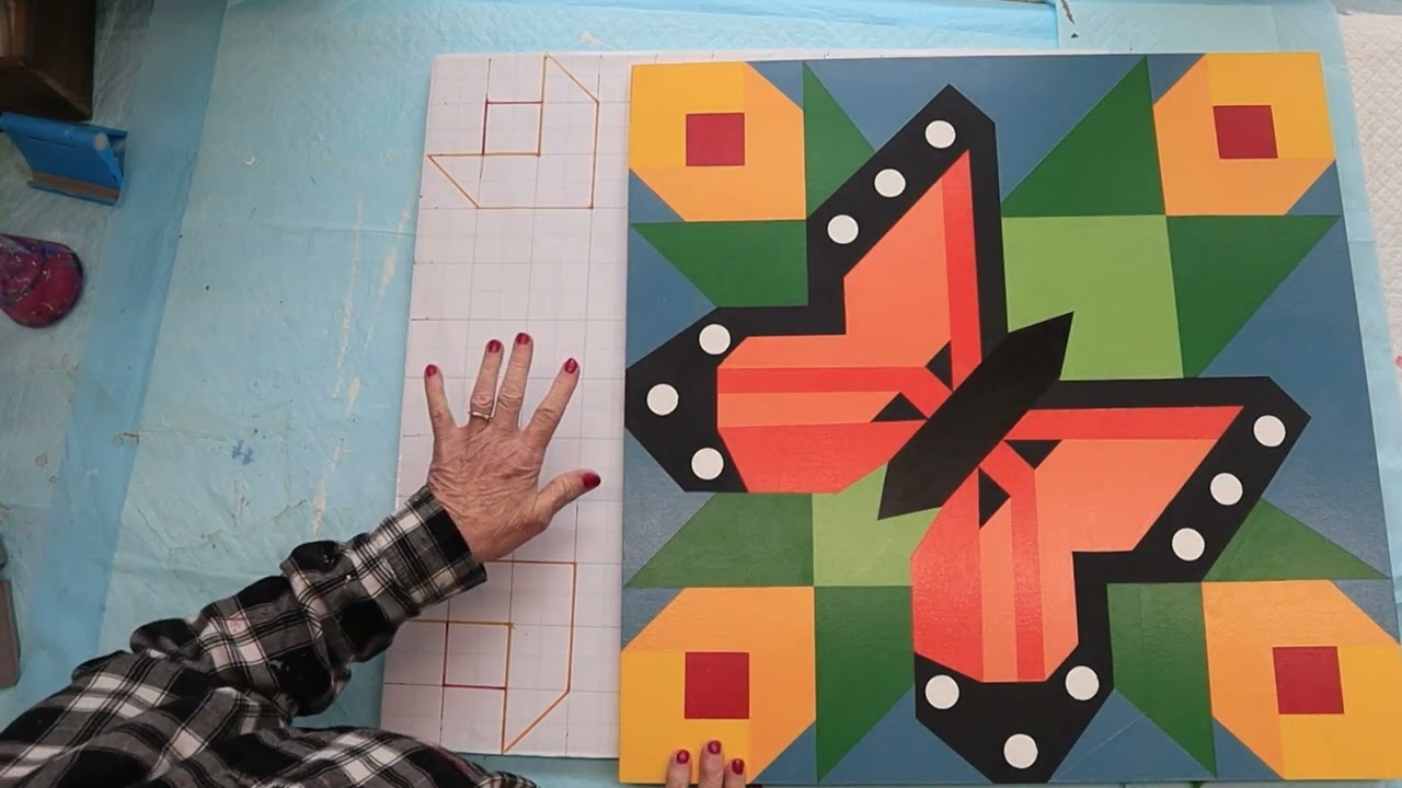 🦋🦋Barn Quilt: Orange Butterfly 🦋🦋 #FREE Pattern V#87. NOTE: sounds goes out for 2 min around 6:26. 