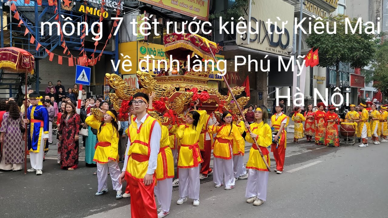 Mồng 7 tết Bính Ngọ, lễ hội rước kiệu truyền thống từ Kiều Mai về Đình Làng Phú Mỹ- Hà Nội. 