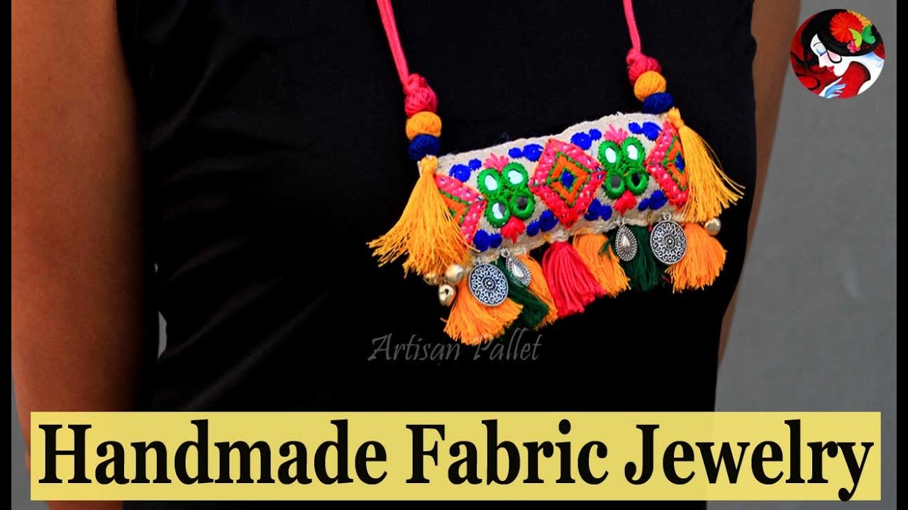 Handmade Fabric Jewelry Making | DIY Fabric Jewellery Neckpiece Design | @artisanpallet