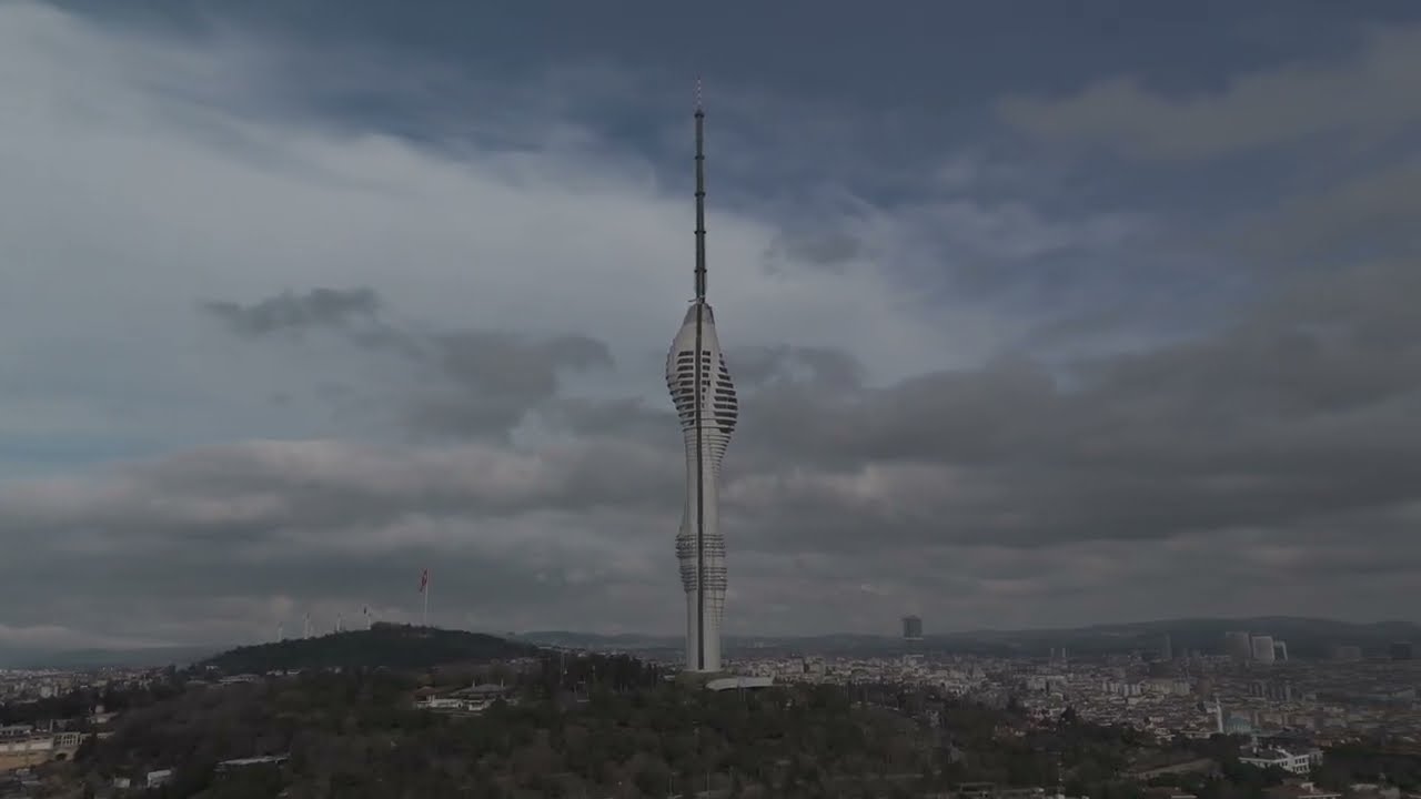İstanbul-Üsküdar,  Çamlıca Kulesi - Emaar     drone 4K video