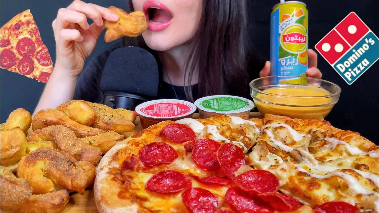 ASMR DOMINO’S PIZZA MUKBANG (No Talking) EATING PEPPERONI + CHICKEN RANCH